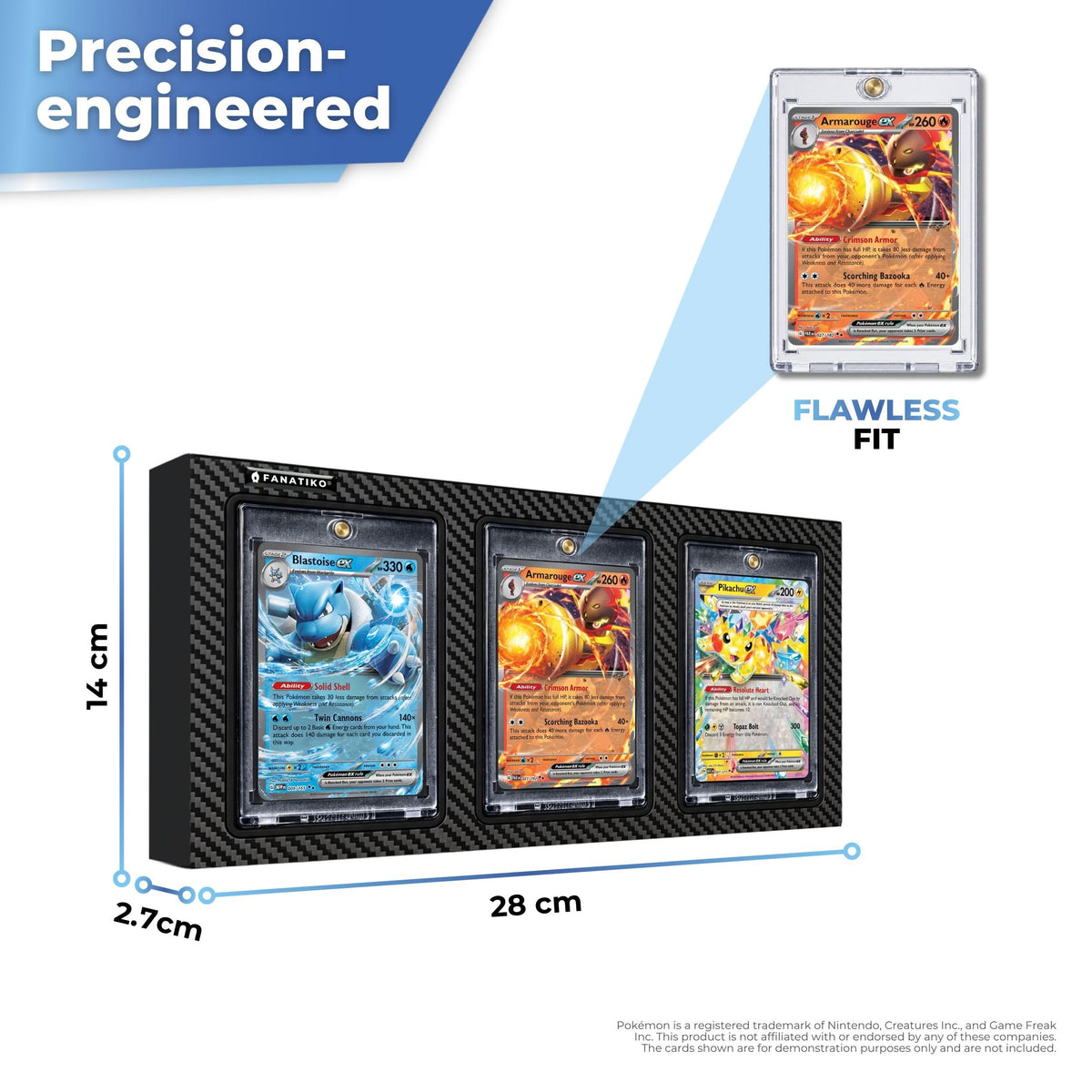 Display dimensions for 3 cards in magnetic holders
