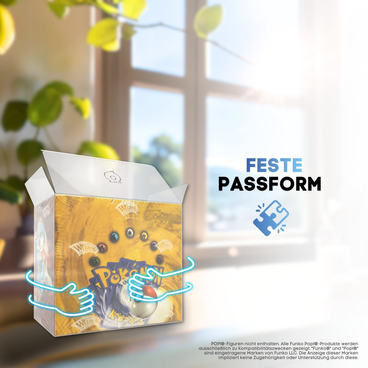 Pokémon Booster Box passgenau in der Schutzhülle