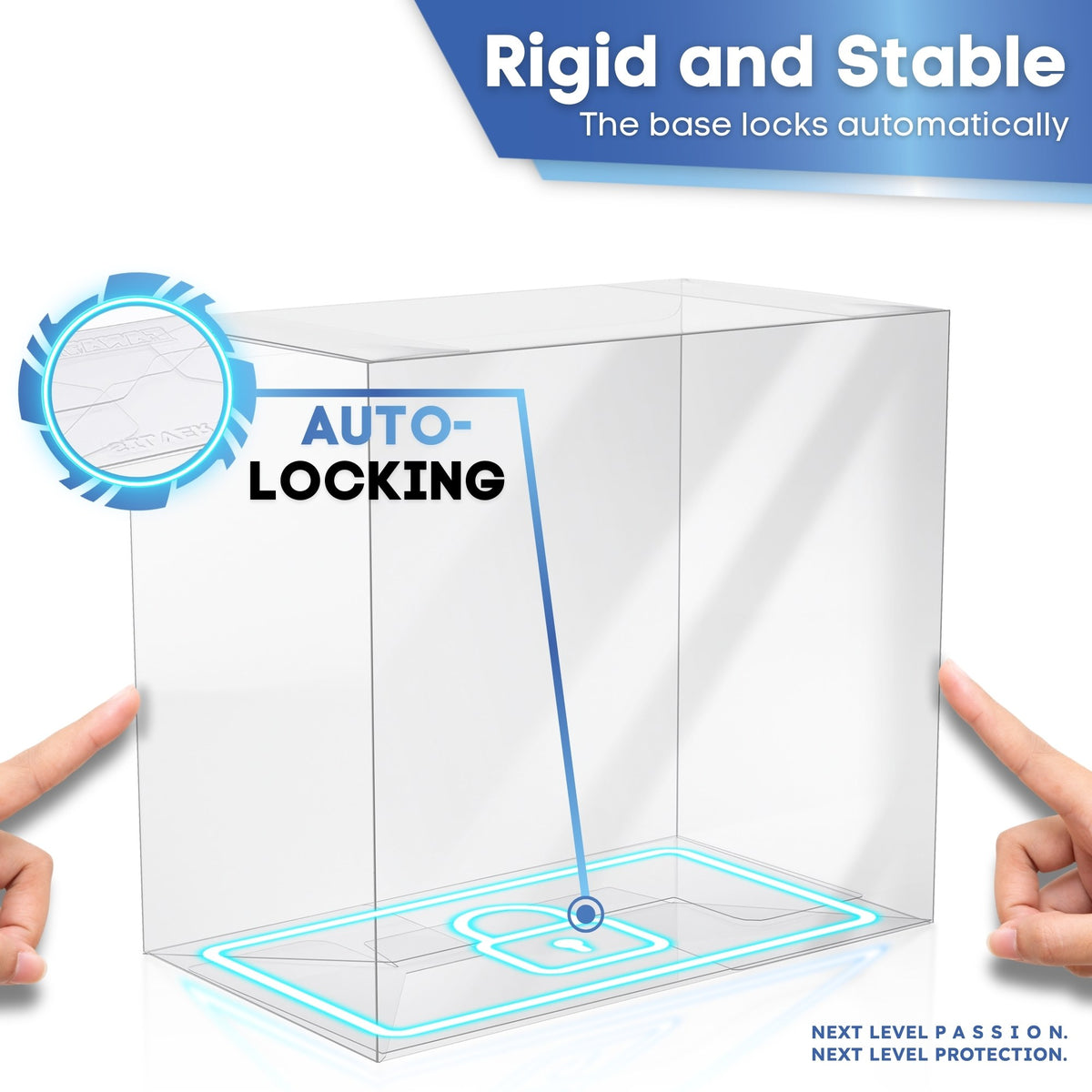 Auto-locking base: rigid and stable protector