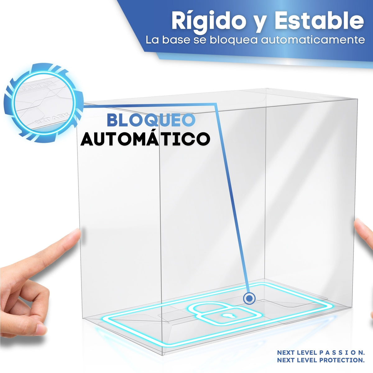Base con bloqueo automático: protector rígido y estable