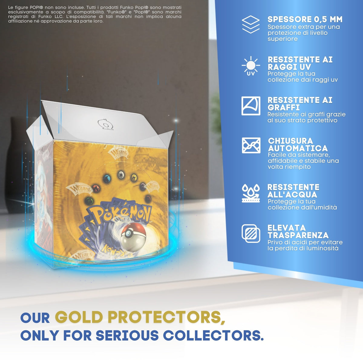 Caratteristiche della protezione GOLD: 0,5 mm, UV, antigraffio, blocco, acqua, trasparenza