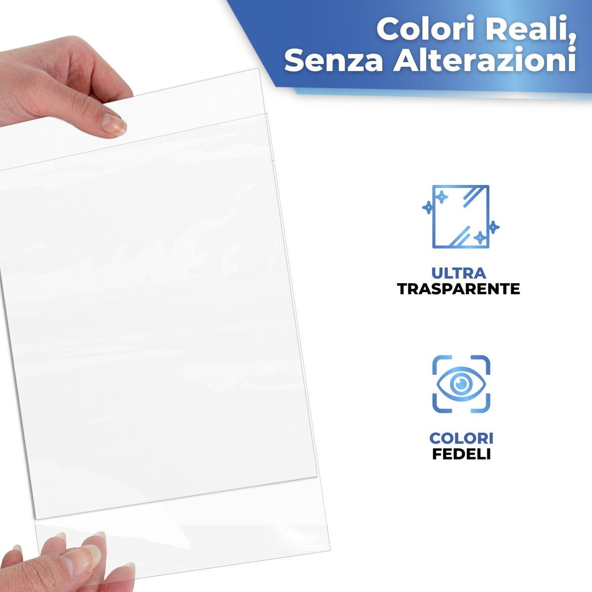 Cartoncino bianco: colori reali, senza alterazioni