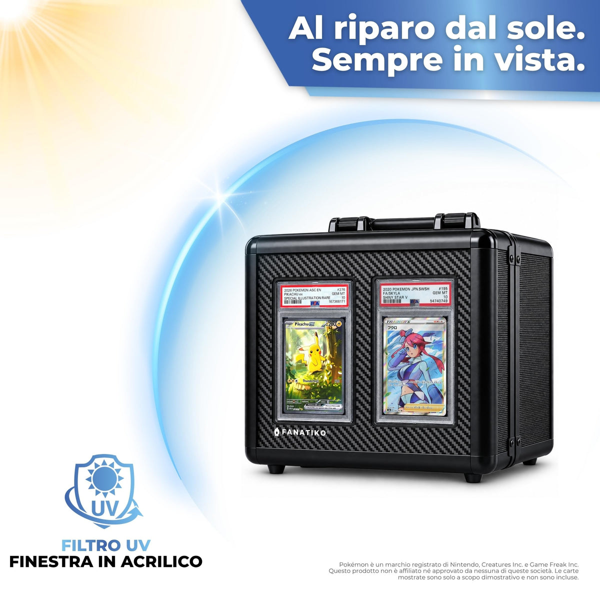 Finestra in acrilico sul coperchio della valigetta