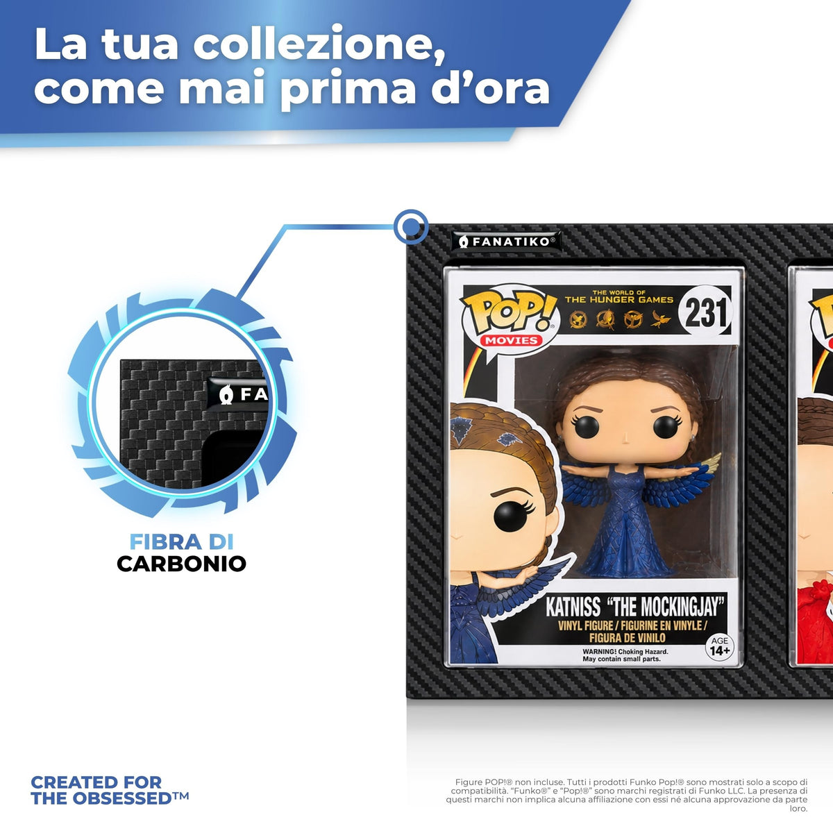 Finitura in fibra di carbonio dell'espositore da parete per Funko Pop