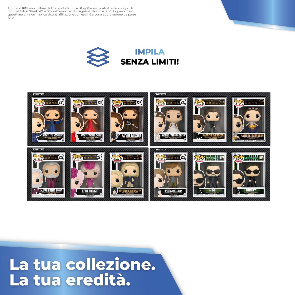Più espositori per Funko Pop montati a parete