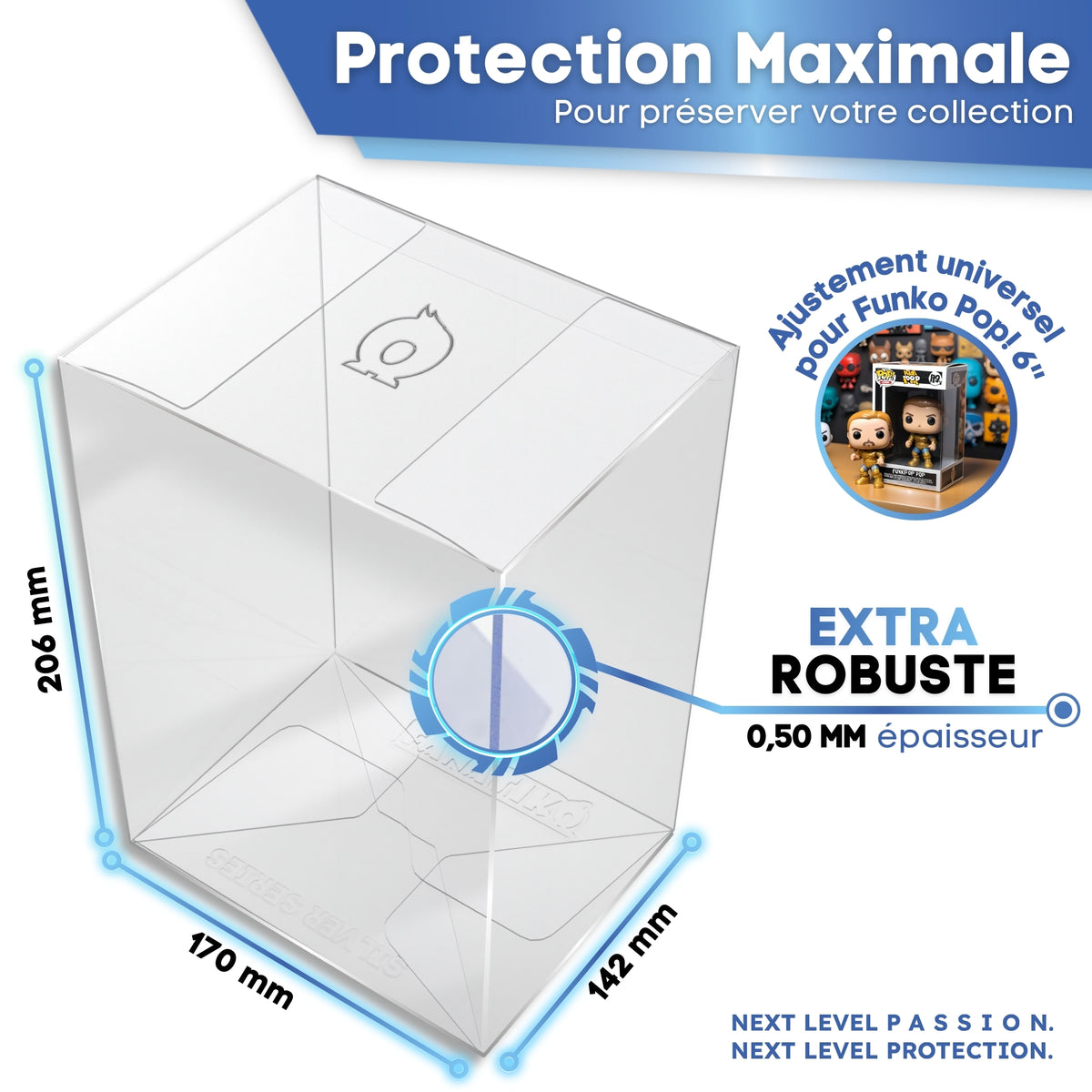 Protection Funko Pop 6" GOLD SERIES : 208 x 170 x 142 mm, 0,50 mm d'épaisseur