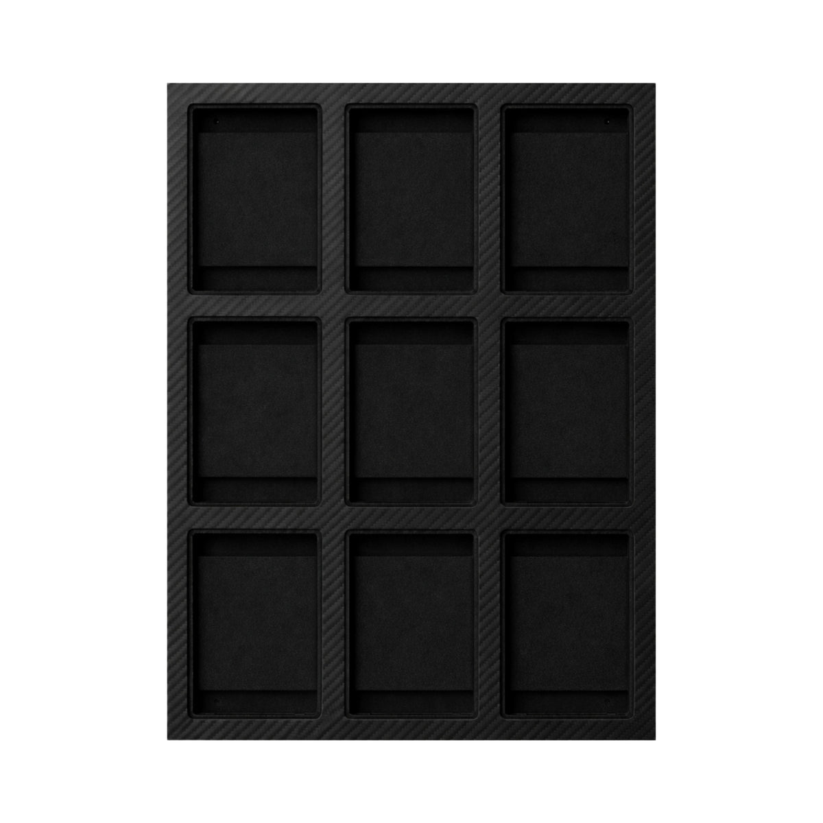 Fanatiko wall display for 9 cards in magnetic holders, carbon fibre EVA foam