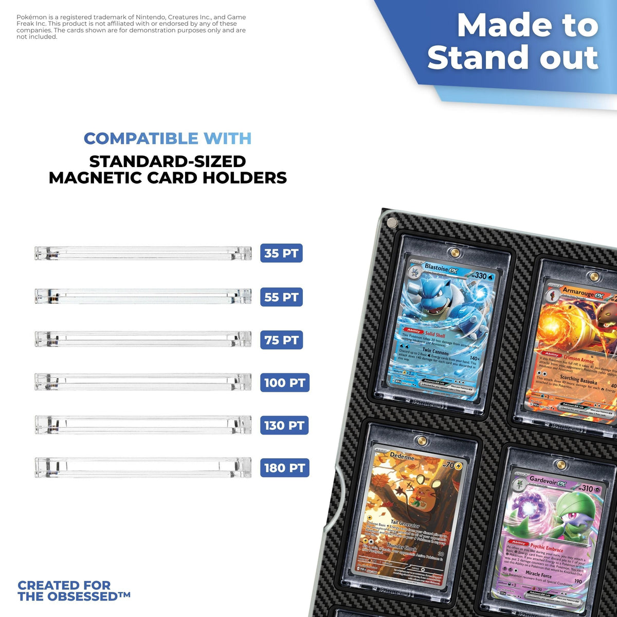 Fits standard magnetic card holders from 35pt to 180pt