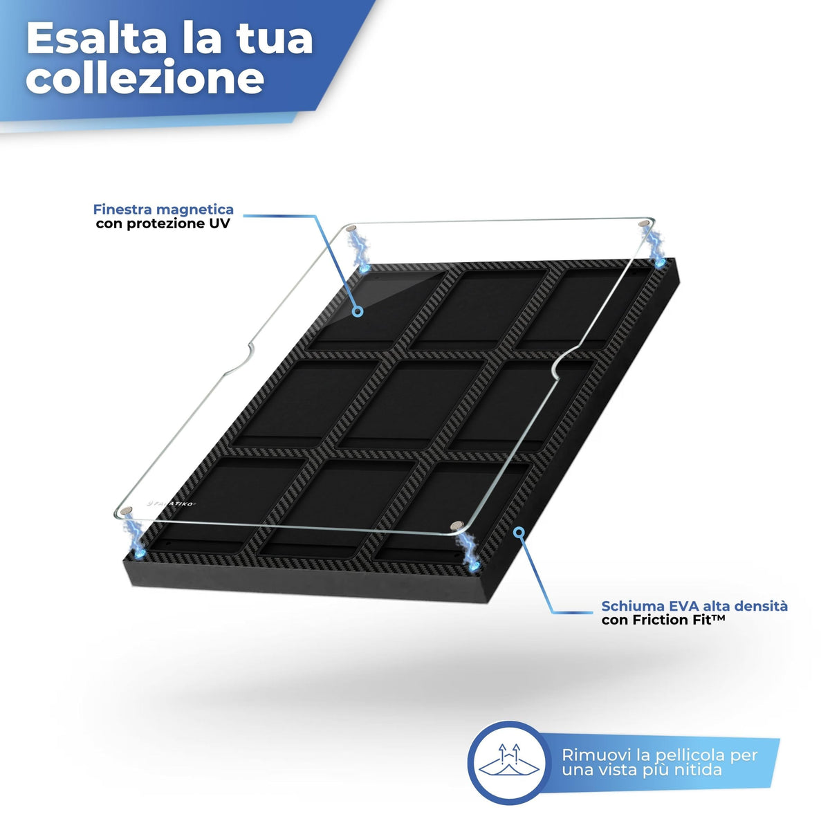 Coperchio in acrilico magnetico su schiuma EVA ad alta densità