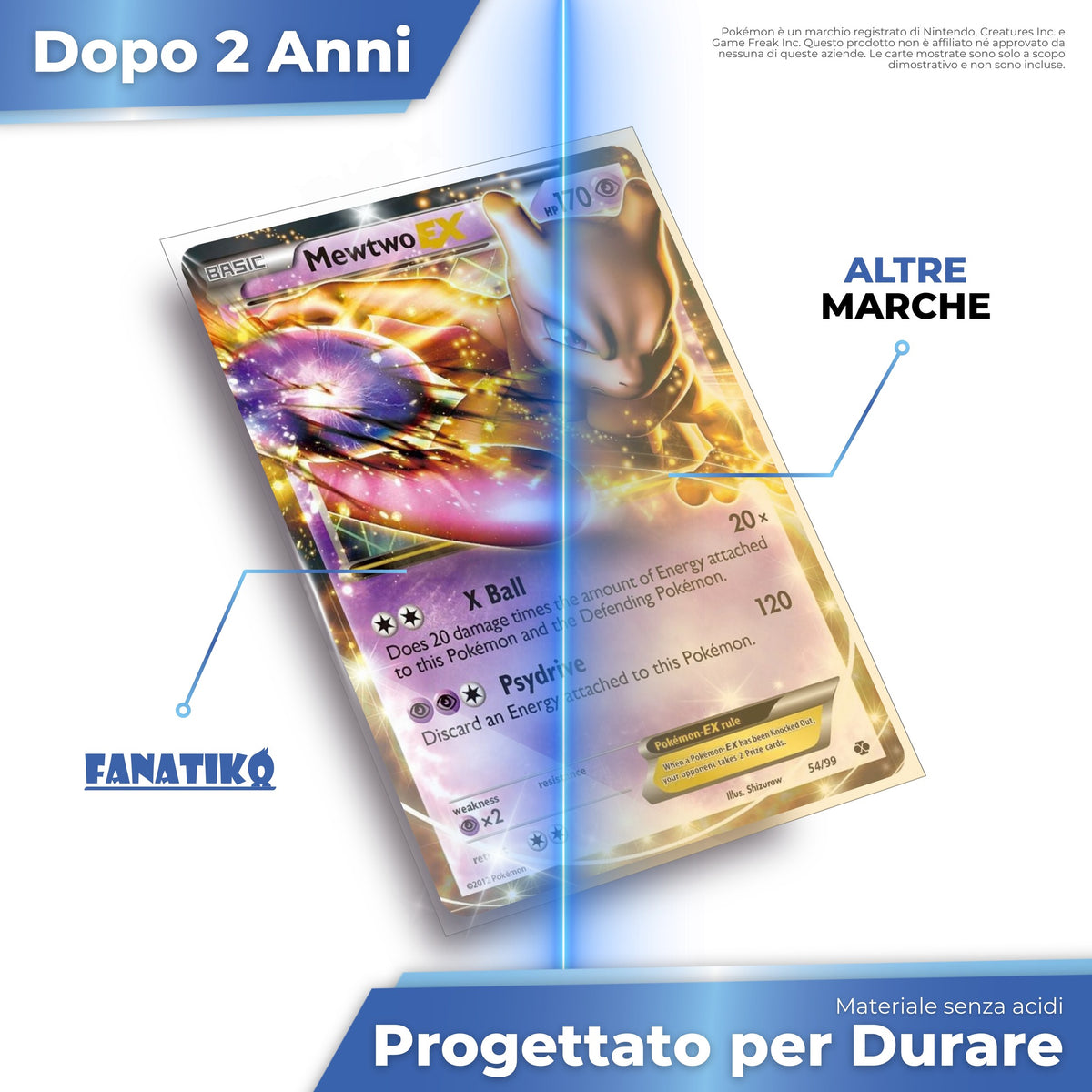 Bustina Fanatiko senza acidi, trasparente dopo 2 anni rispetto a un'altra marca