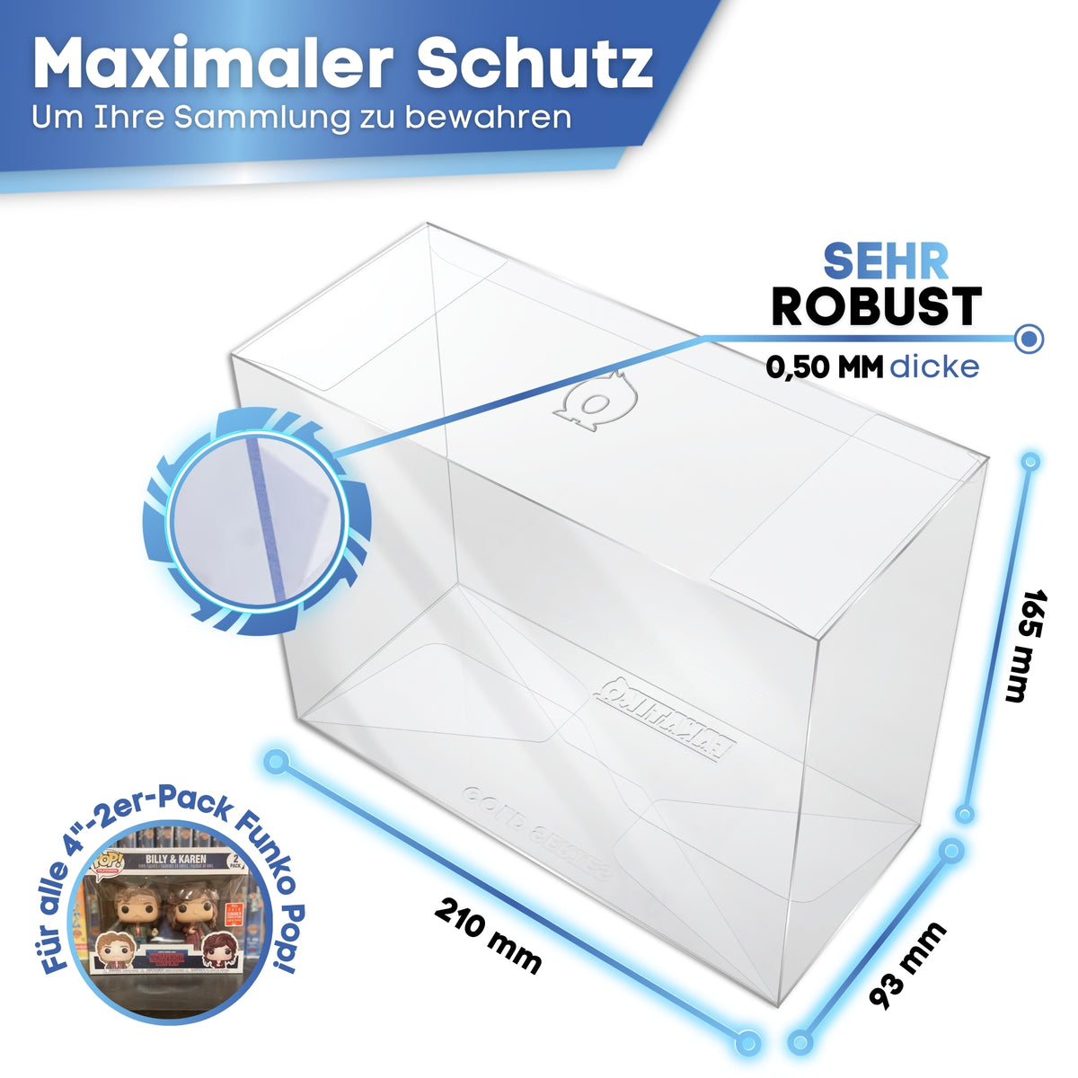 Funko Pop 2-Pack Schutzhülle GOLD SERIES: 210 x 165 x 93 mm, 0,50 mm stark