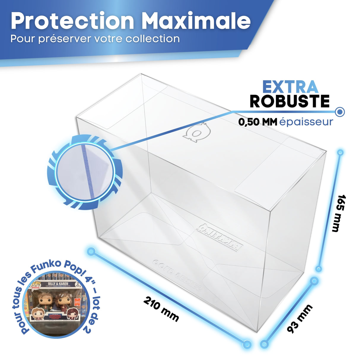 Protection Funko Pop 2-Pack GOLD SERIES : 210 x 165 x 93 mm, 0,50 mm d'épaisseur