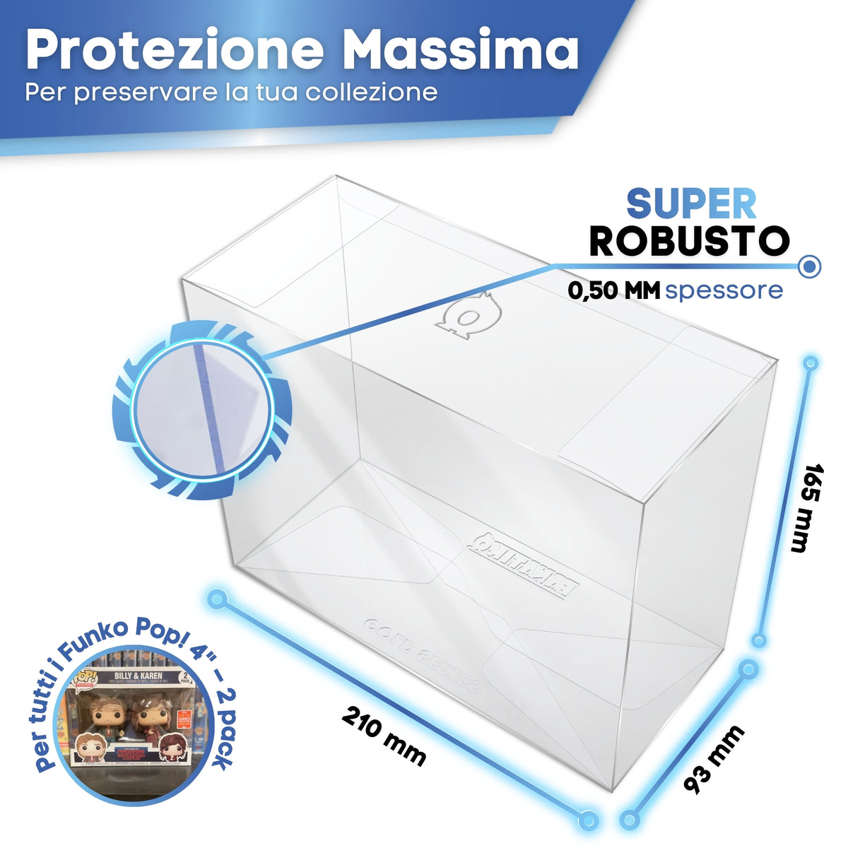 Protezione Funko Pop 2-Pack GOLD SERIES: 210 x 165 x 93 mm, spessore 0,50 mm