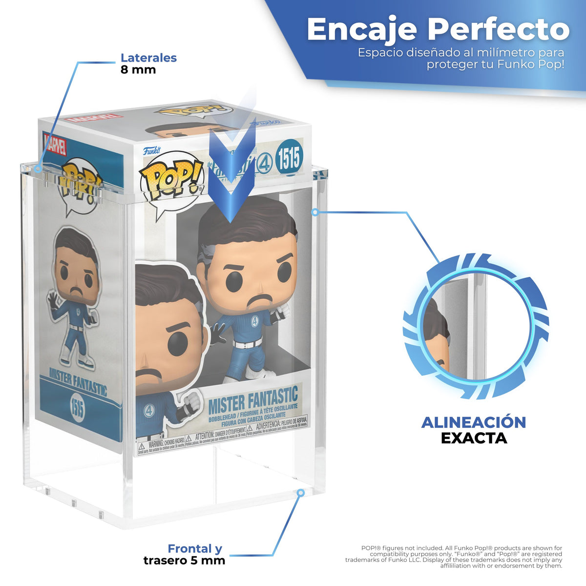 Protector para Funko Pop 4" PLATINUM con ajuste perfecto: 5 mm a los lados y 3 mm al frente
