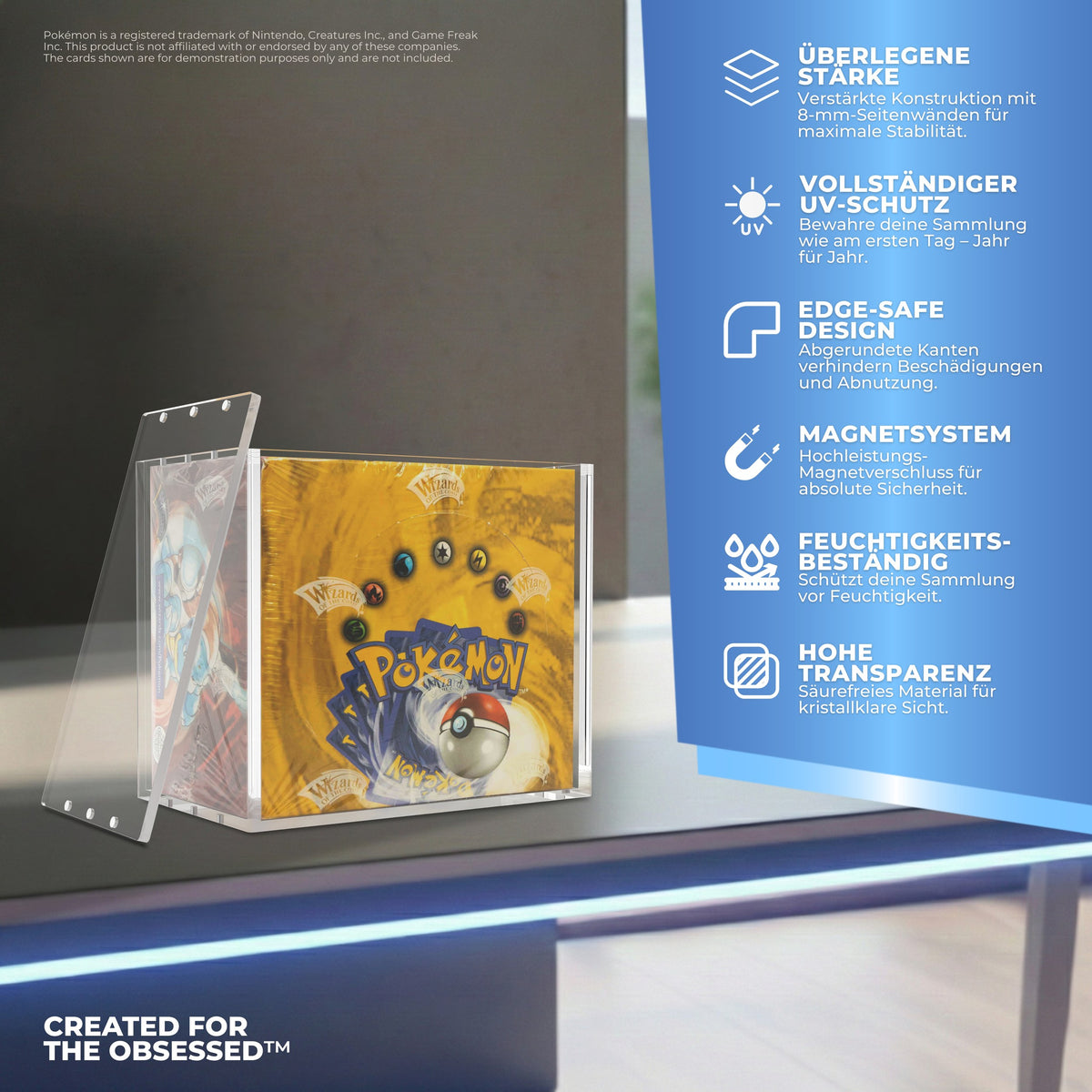 Merkmale der Pokémon Booster Box Schutzhülle PLATINUM aus Acryl