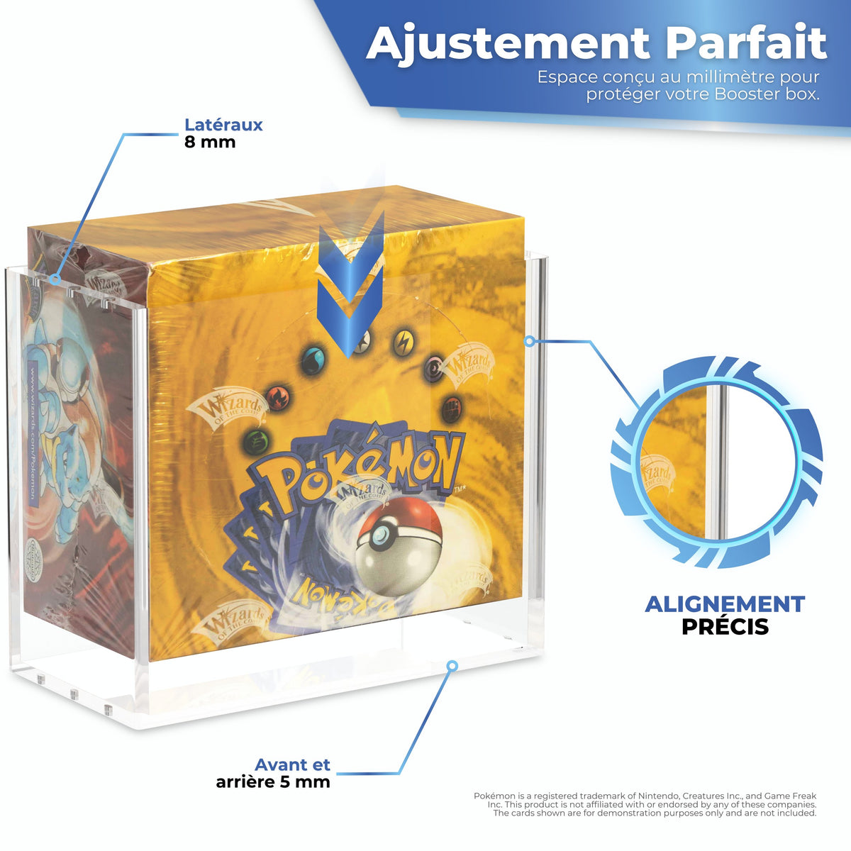 Protection pour Booster Box Pokémon PLATINUM parfaitement ajustée : 5 mm sur les côtés, 3 mm à l'avant