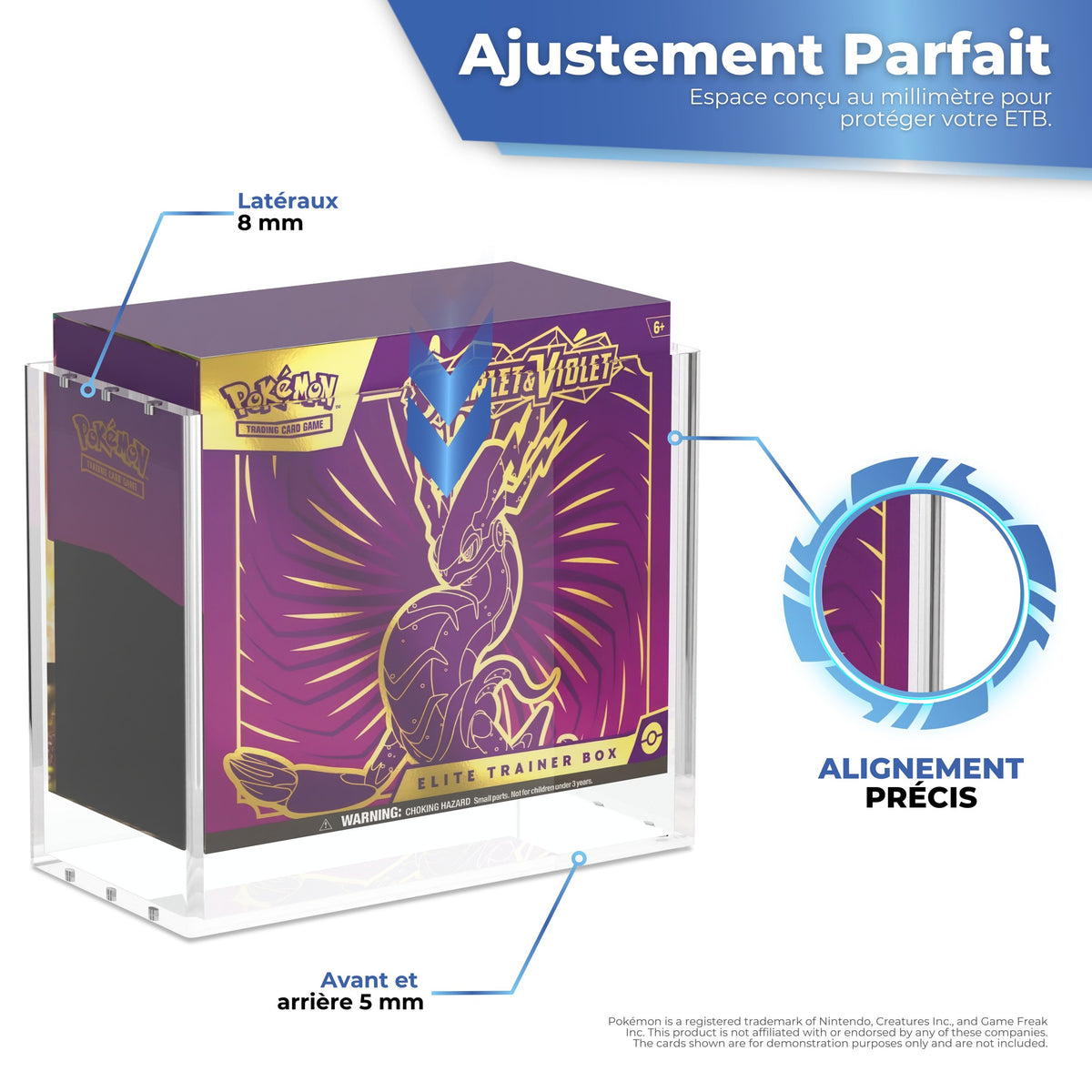 Ajustement parfait pour Elite Trainer Box Pokémon, côtés de 5 mm et façade de 3 mm