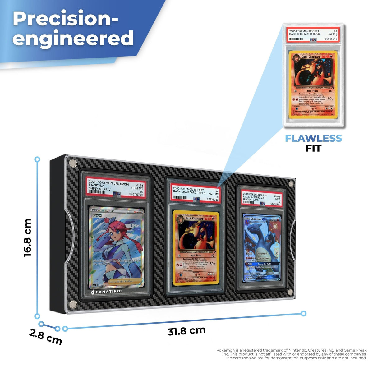 Graded card display dimensions with Friction Fit slab slots