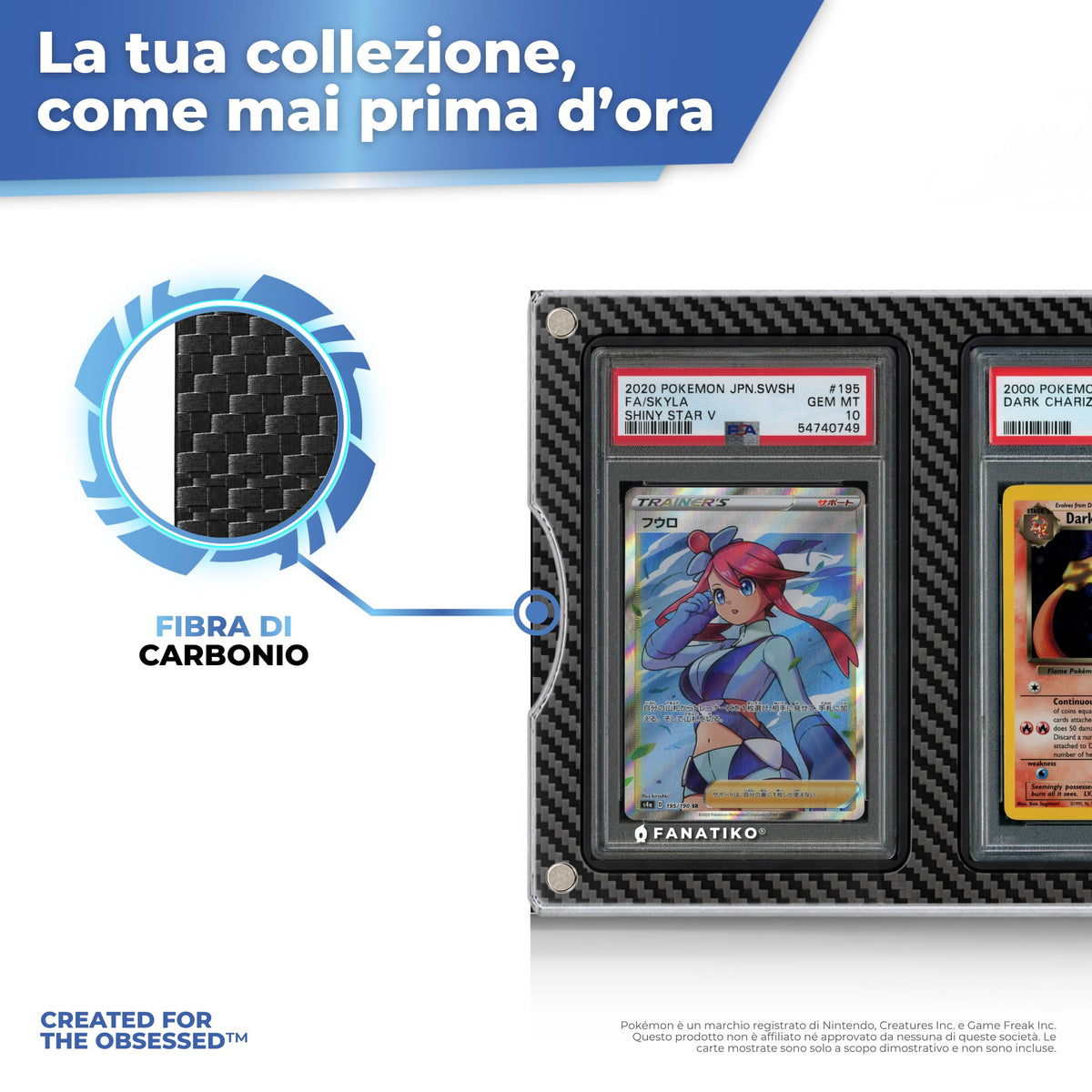 Finitura in fibra di carbonio dell'espositore Pro per carte gradate