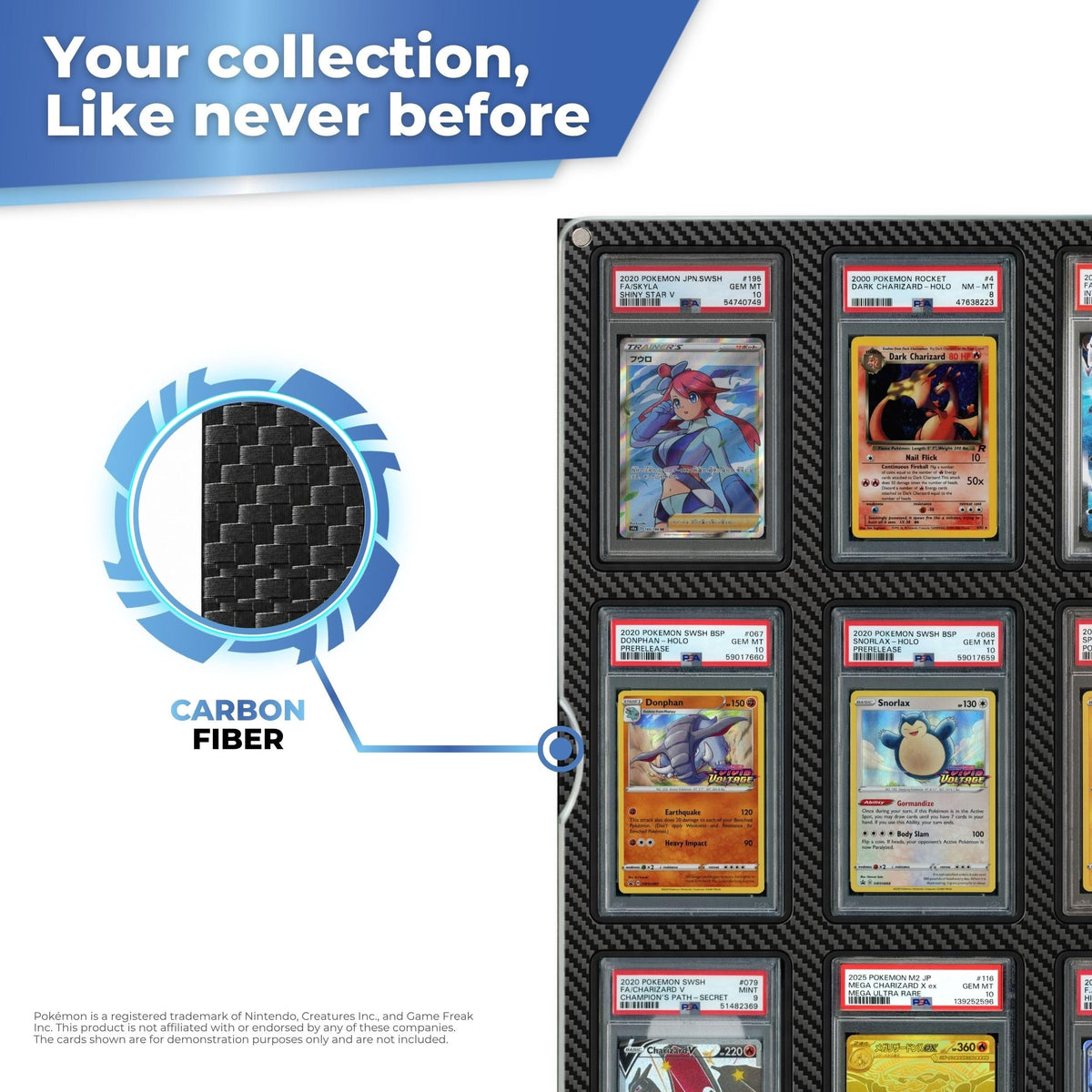Carbon fibre finish on the Fanatiko Pro graded card display
