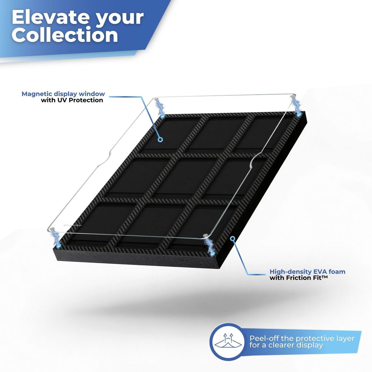Magnetic acrylic front panel over high-density EVA foam