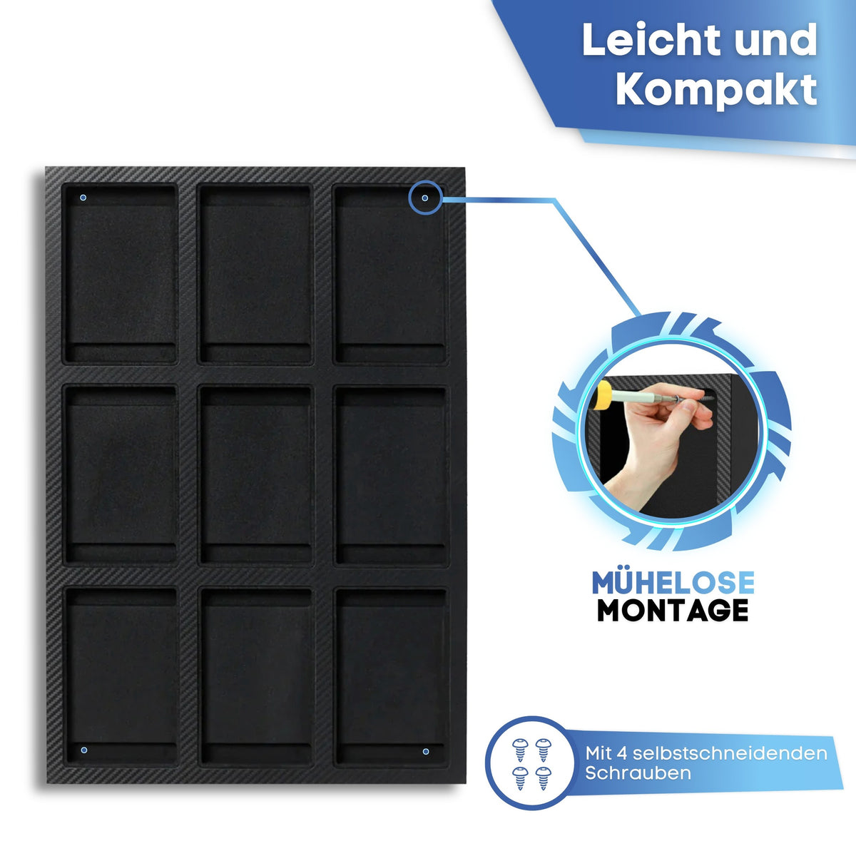 Leicht und kompakt: einfache Montage mit 4 mitgelieferten Schrauben