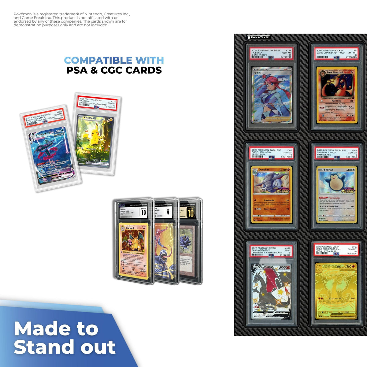 Compatible with PSA and CGC graded card slabs