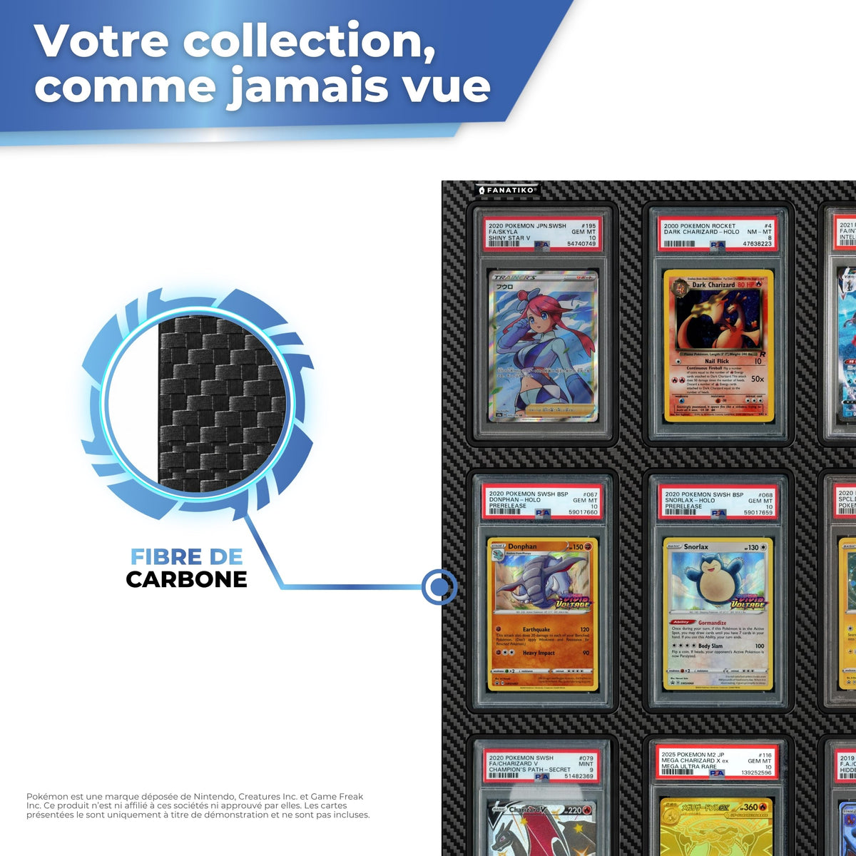 Finition fibre de carbone du présentoir pour cartes gradées