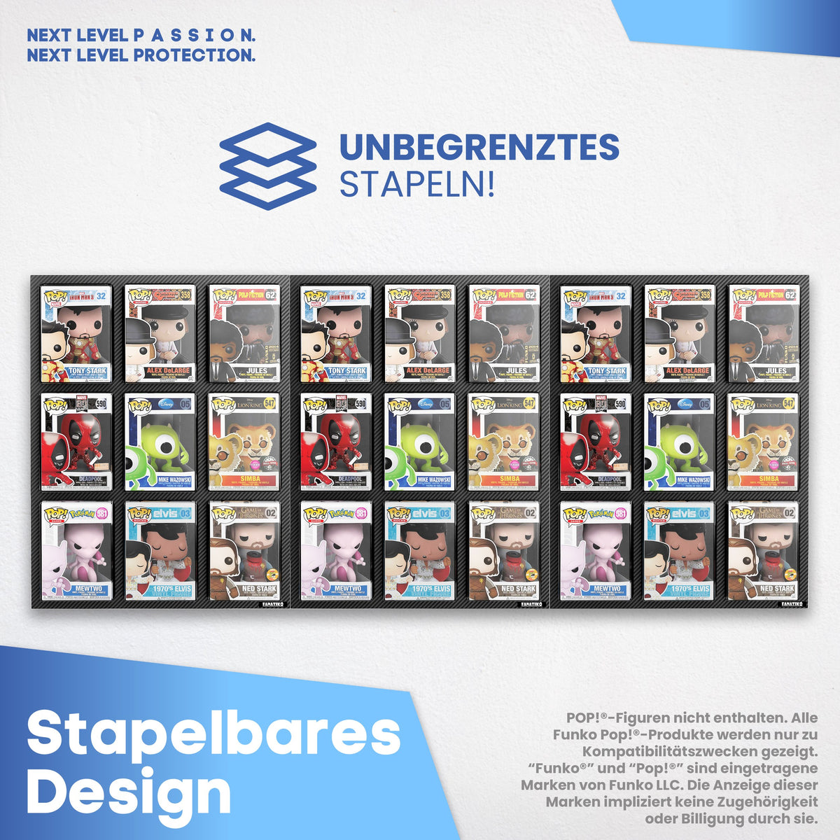 Stapelbares Design: beliebig viele Vitrinen kombinieren