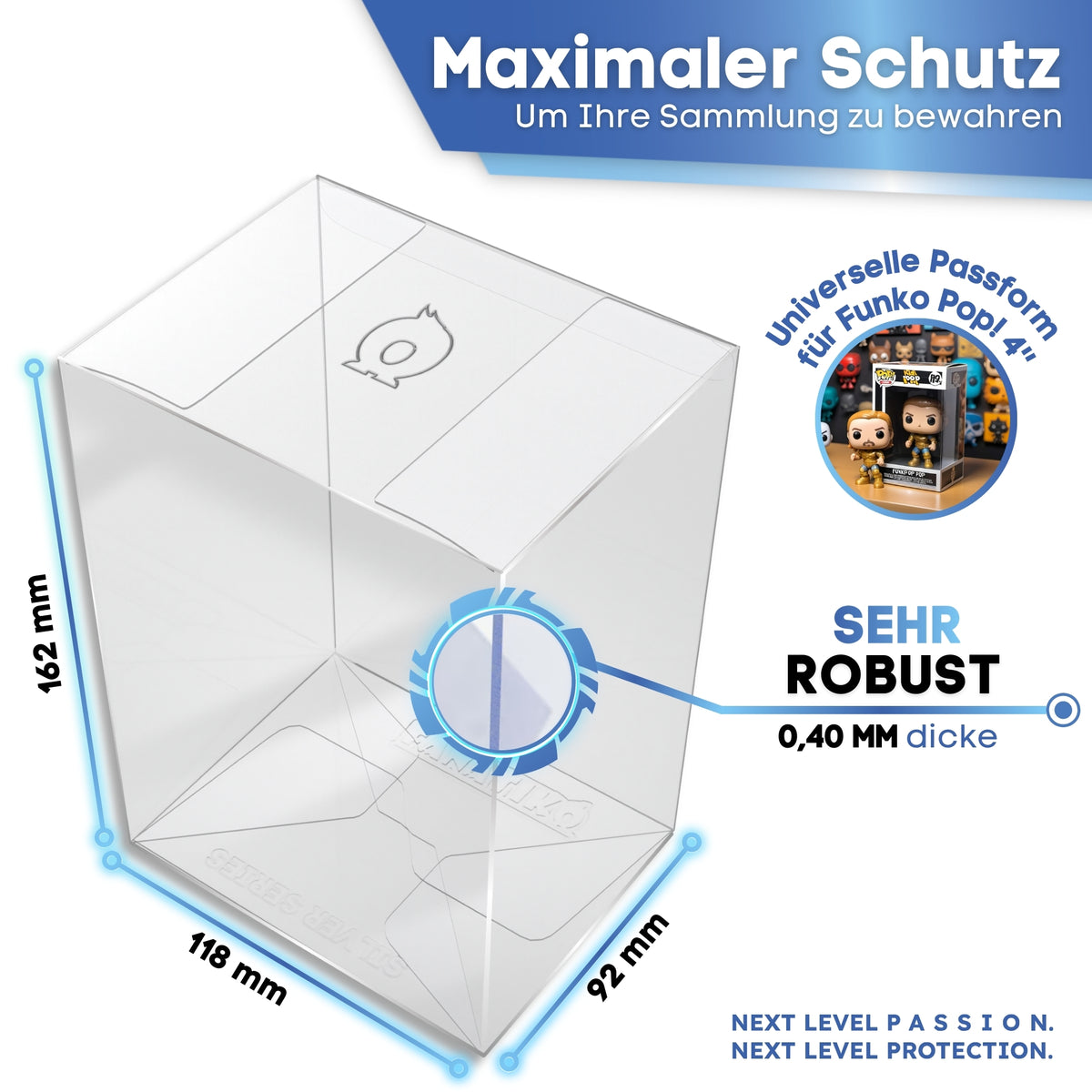 Funko Pop Schutzhülle SILVER SERIES: 162 x 118 x 92 mm, 0,40 mm stark