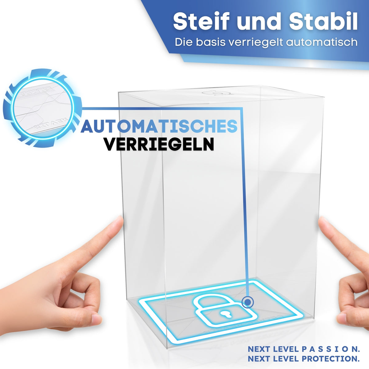 Automatisch verriegelnder Boden: stabile Funko Pop Schutzhülle