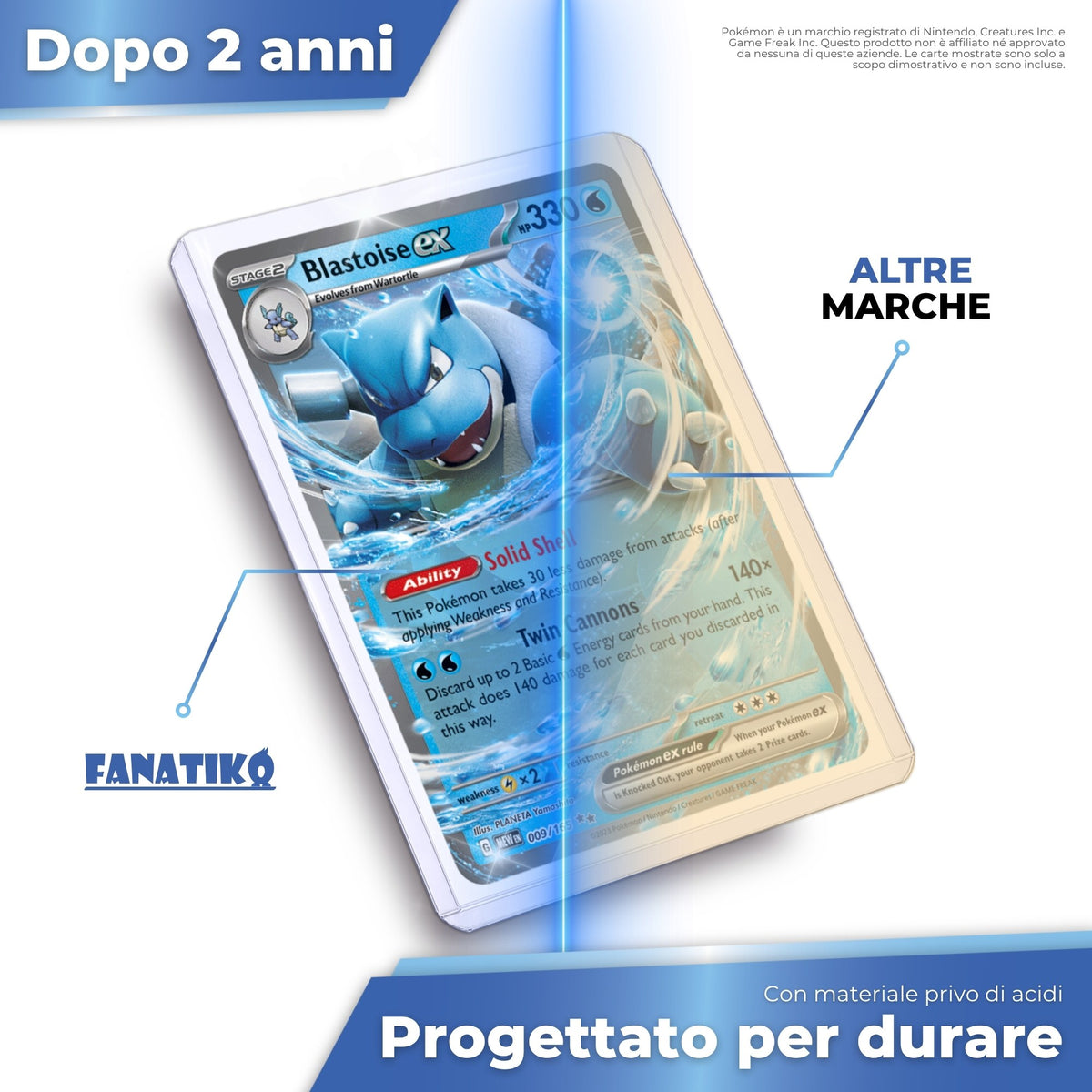 Toploader Fanatiko senza acidi, trasparente dopo 2 anni rispetto a un'altra marca