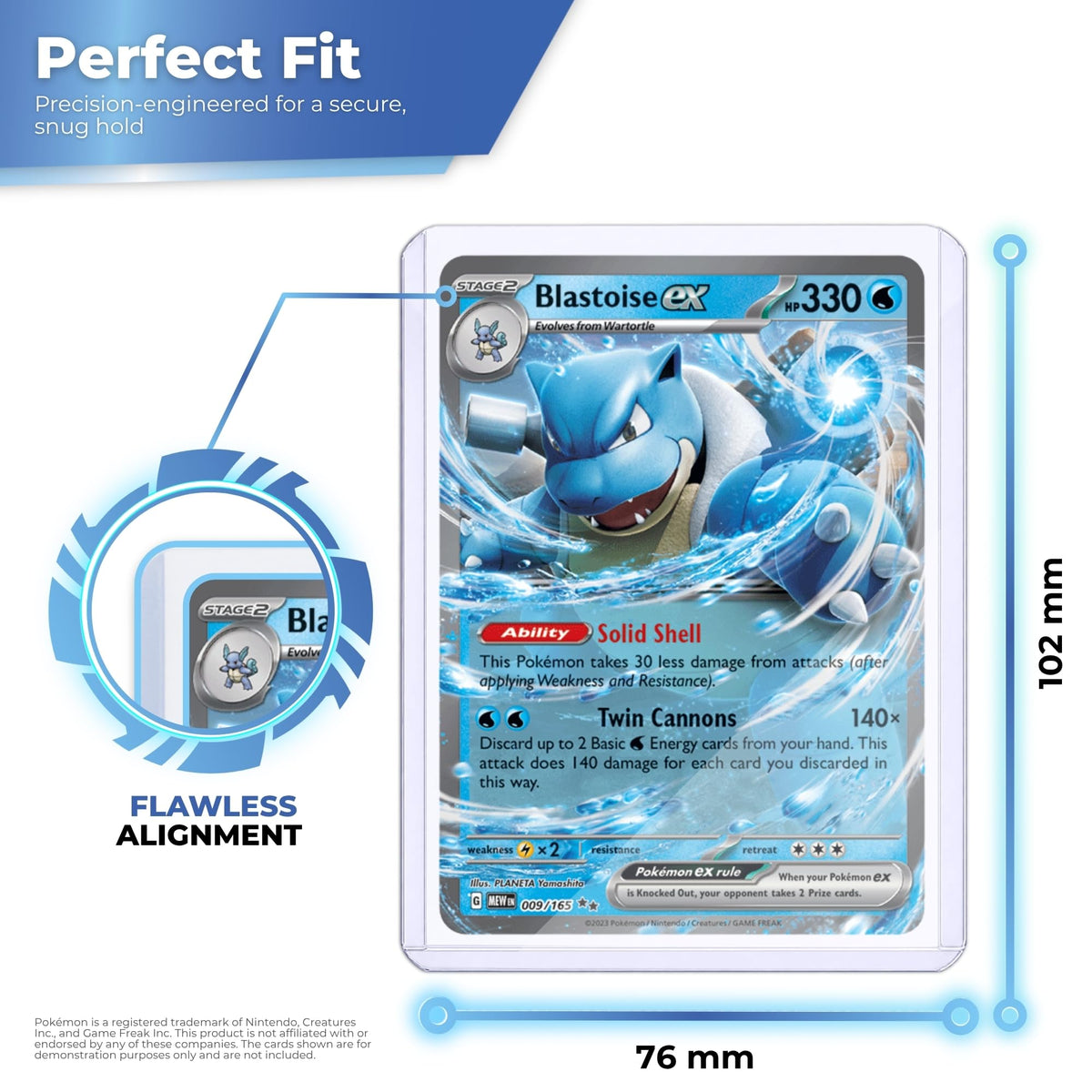Protector de cartas Pokémon de 76 x 102 mm con la carta dentro