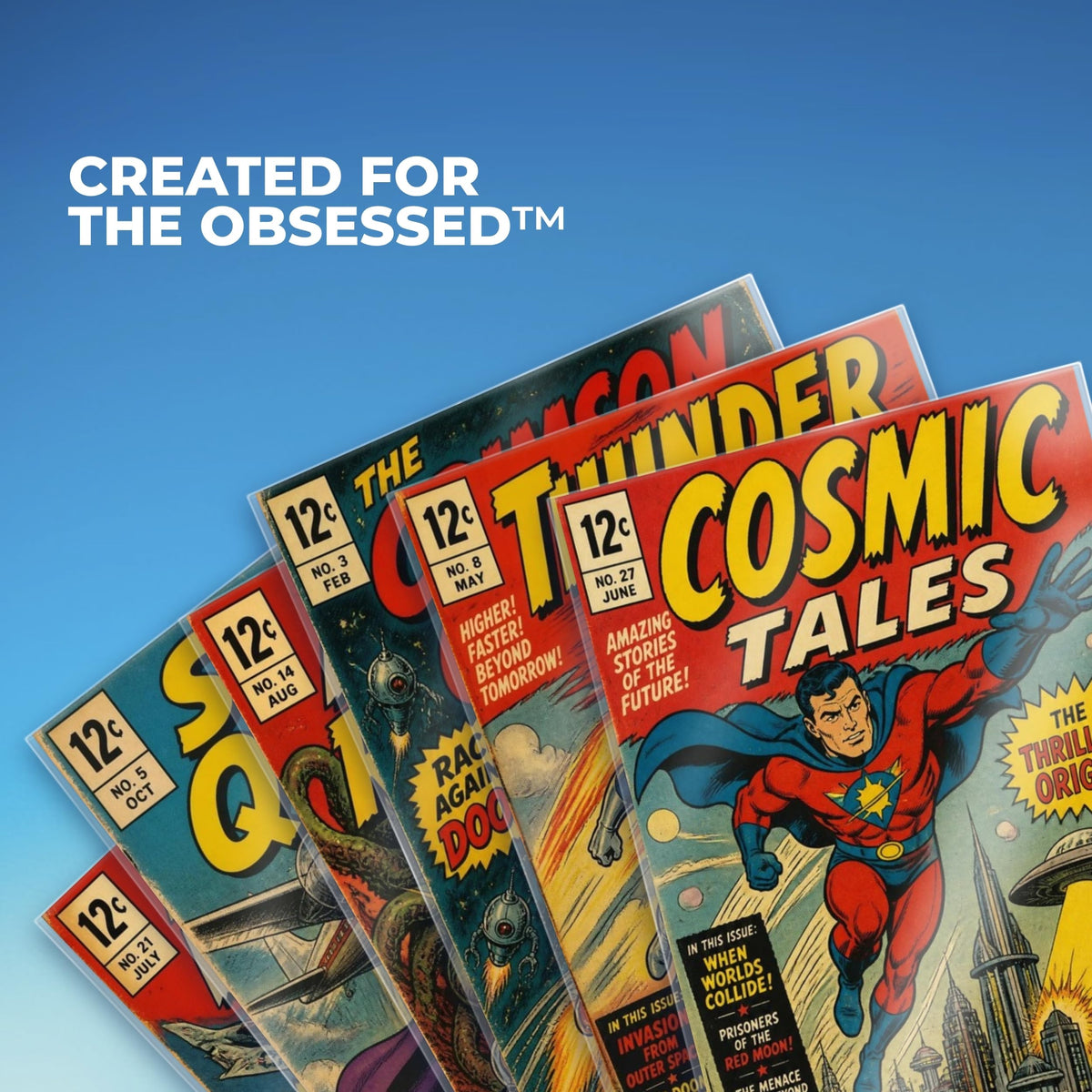 Collection de comics rangée dans des pochettes Fanatiko
