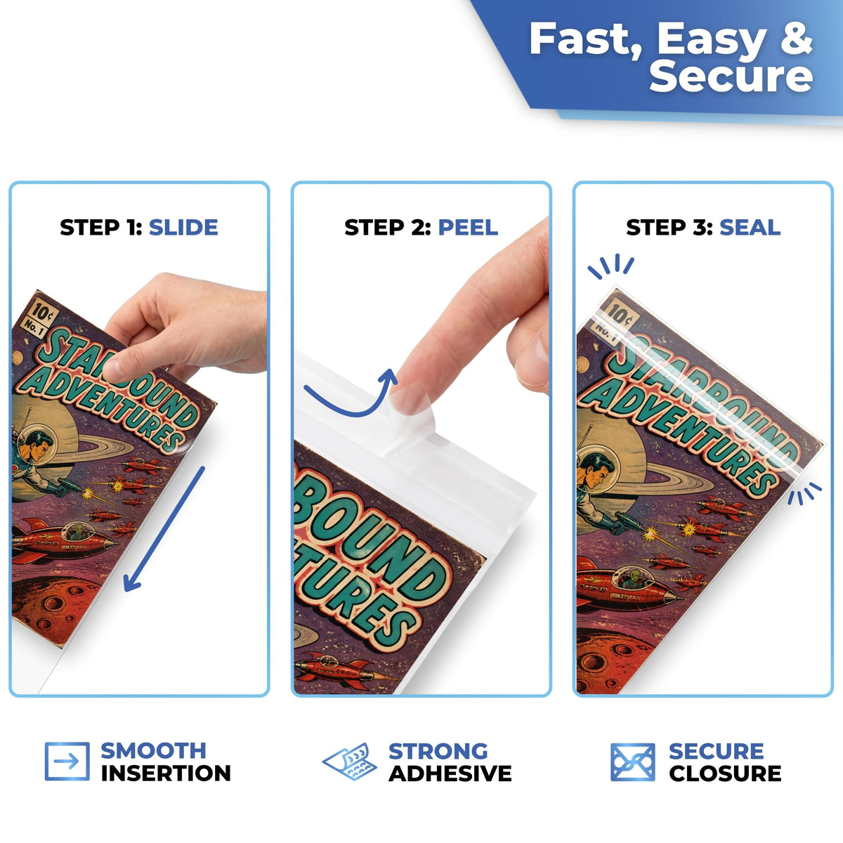 Fast and secure: slide in, peel and seal