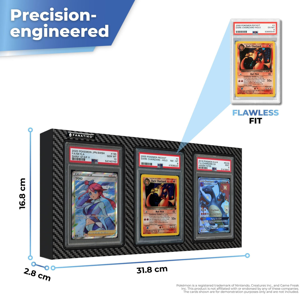 Wall display dimensions for 3 graded cards