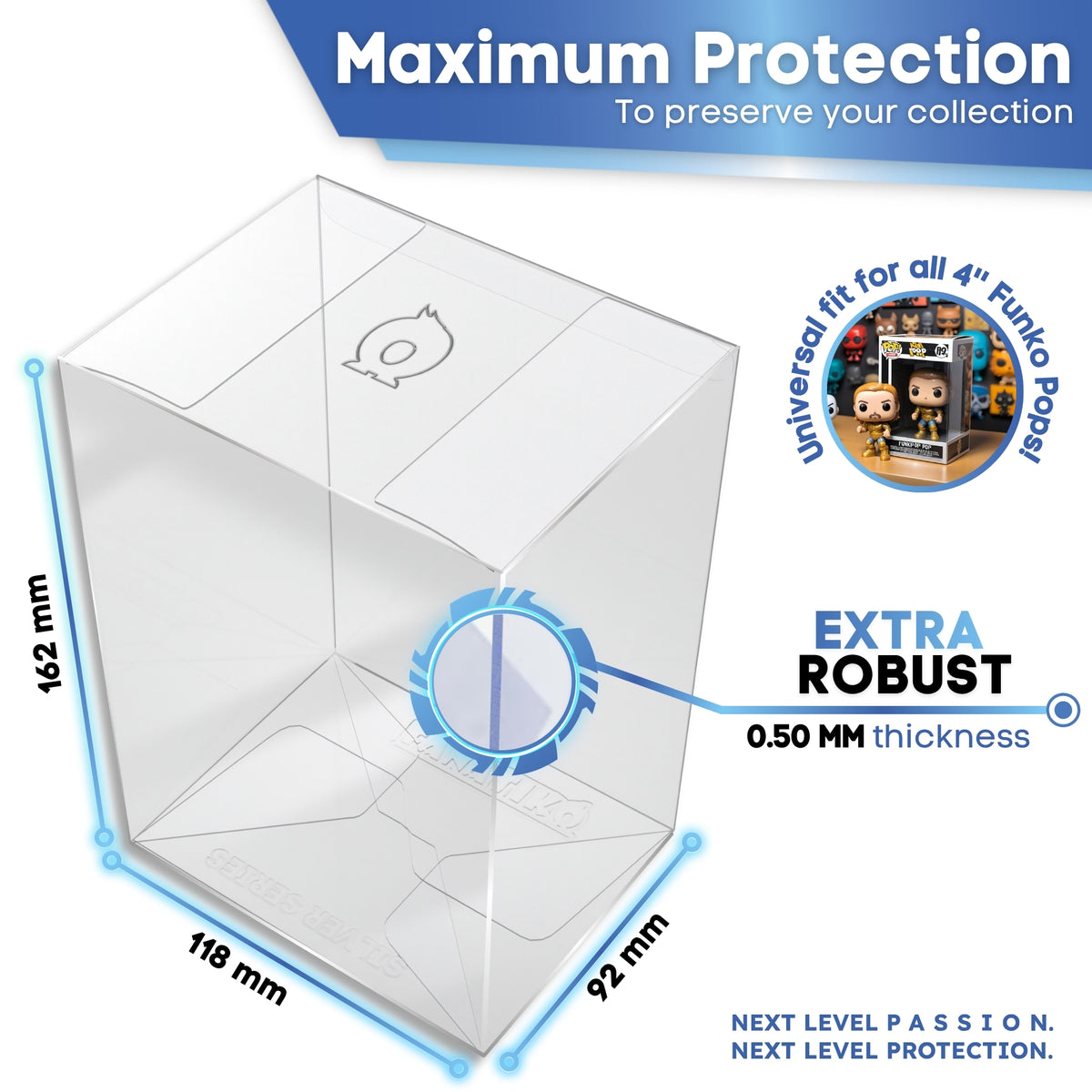 Funko Pop protector measurements: 162 x 118 x 92 mm and 0.50 mm thick