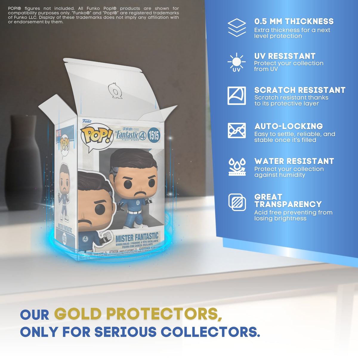 GOLD SERIES Funko Pop protector, folded assembly with no tools