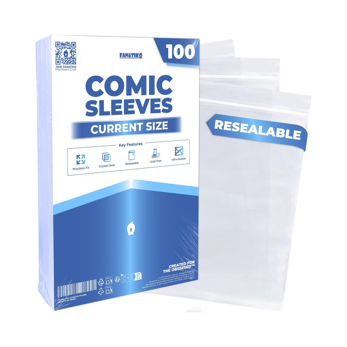 Acid-free comic bag in current size with adhesive closure