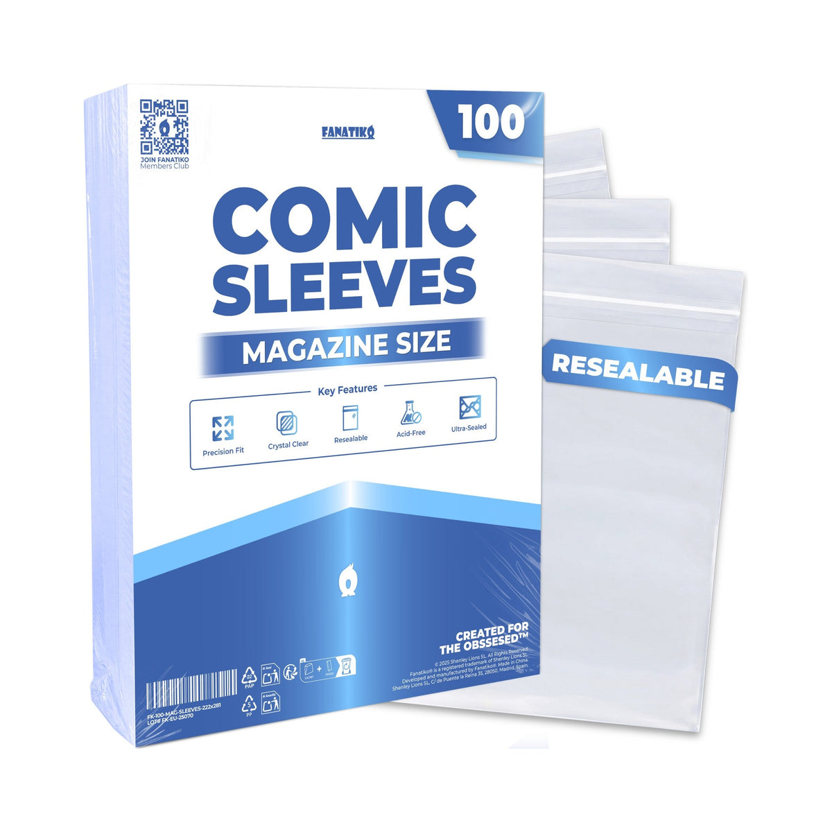 Acid-free comic bag in magazine size with adhesive closure