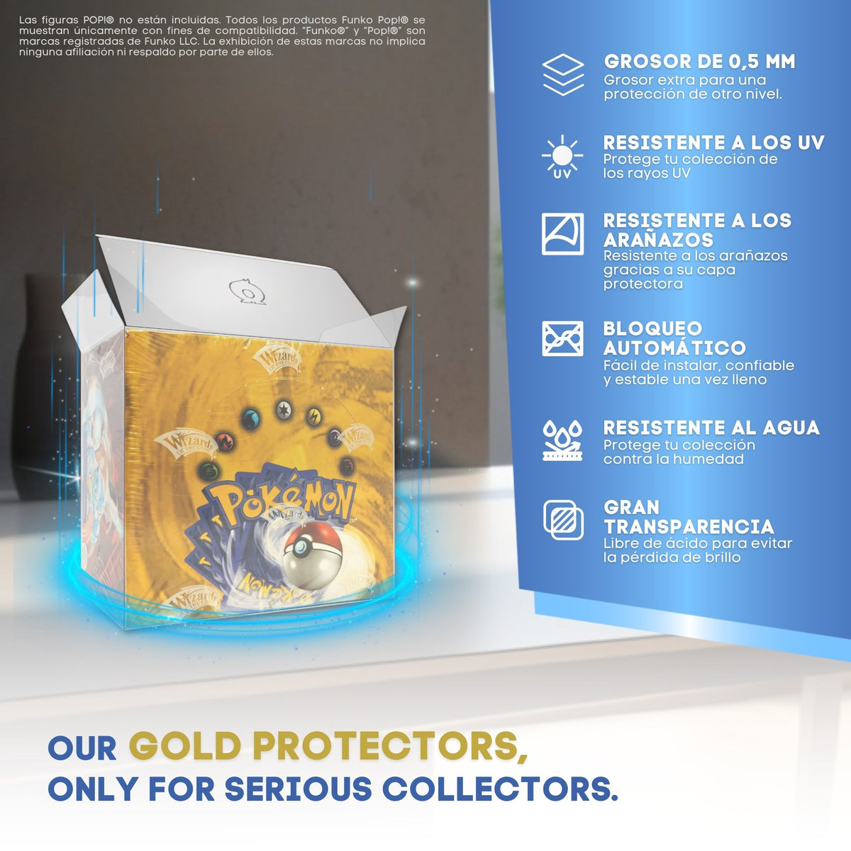 Características del protector GOLD: 0,5 mm, UV, antiarañazos, bloqueo, agua y transparencia