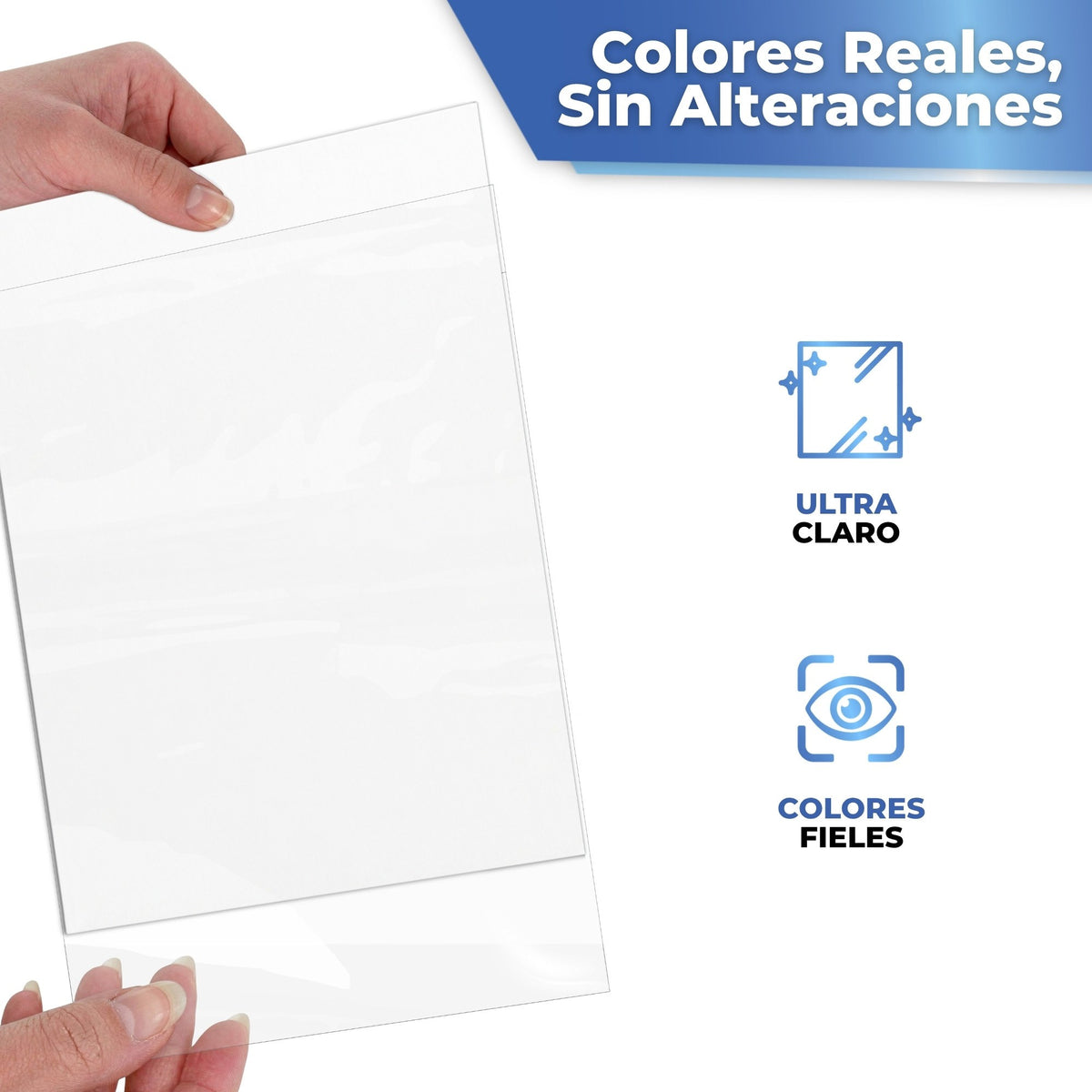 Cartón de refuerzo blanco: colores reales, sin alteraciones