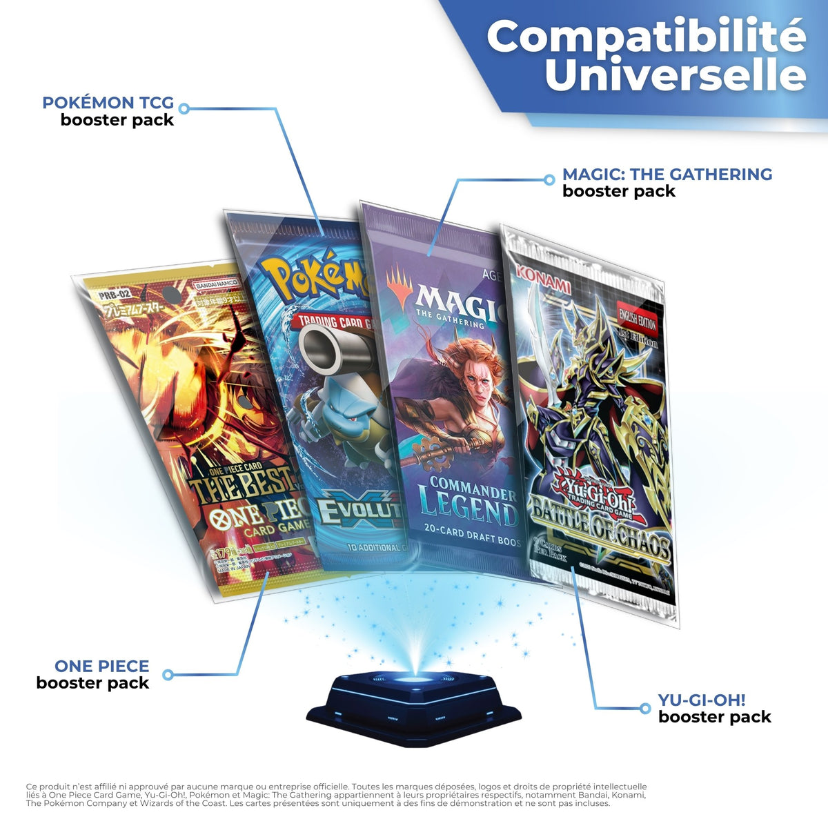 Compatibles avec les boosters Pokémon, Magic, One Piece et Yu-Gi-Oh!