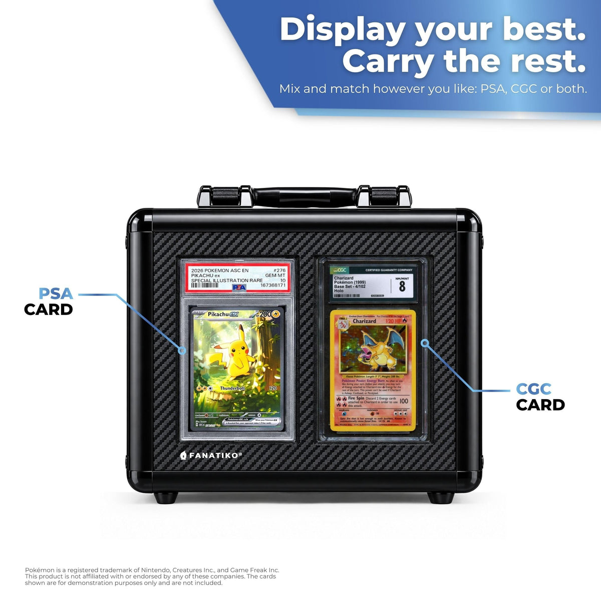 Graded card case with PSA and CGC slabs on show