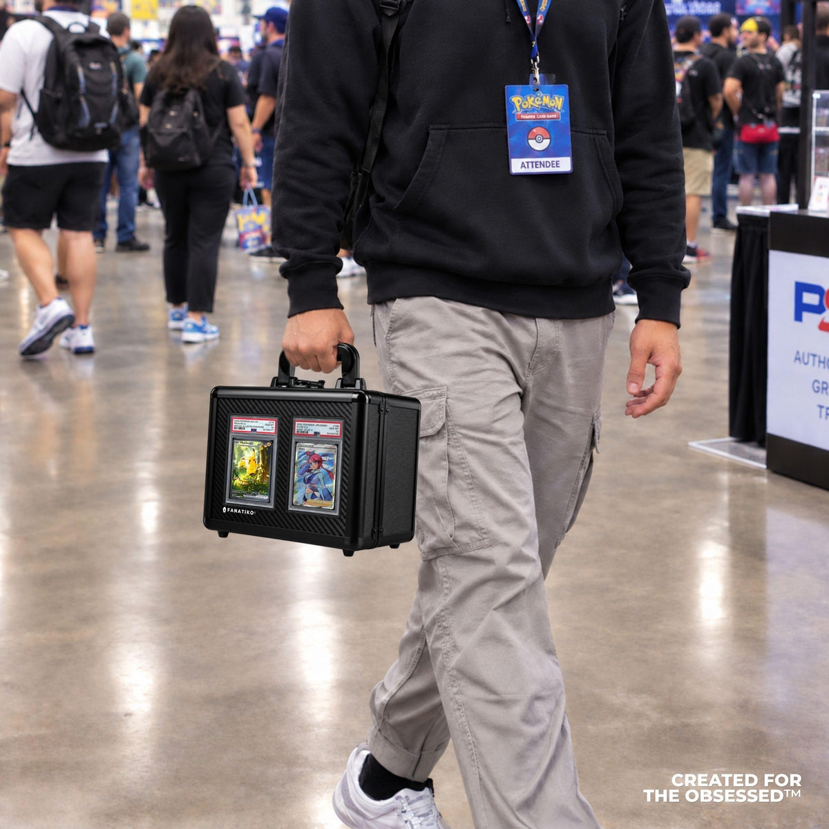 Carrying graded cards to a card show in the Fanatiko case