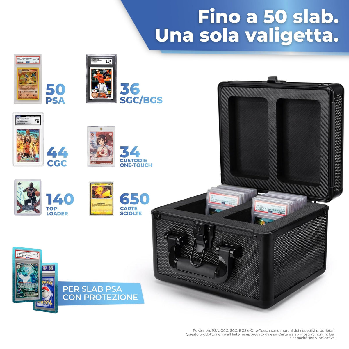 Capienza della valigetta: fino a 50 slab PSA