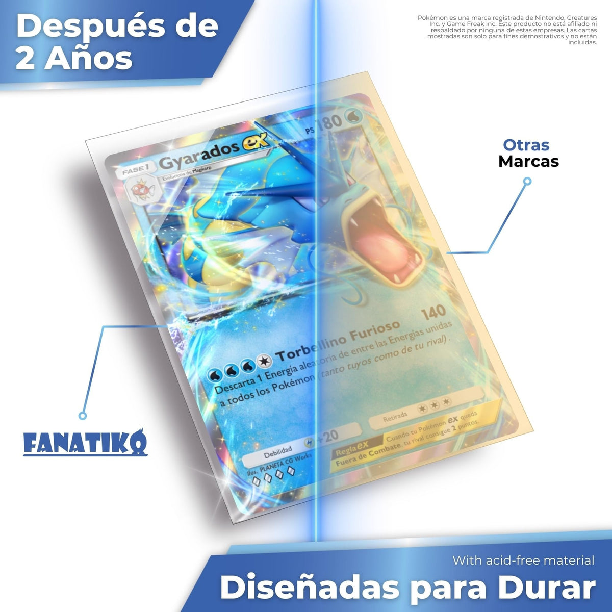 Funda Fanatiko sin ácido, transparente tras 2 años frente a otra marca