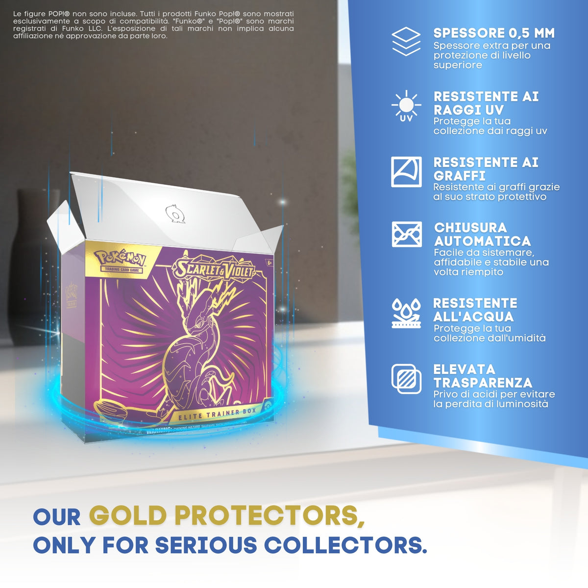 Caratteristiche della protezione GOLD: 0,5 mm, UV, antigraffio, blocco, acqua, trasparenza