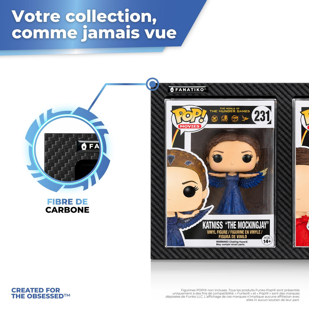 Finition fibre de carbone du présentoir mural pour Funko Pop