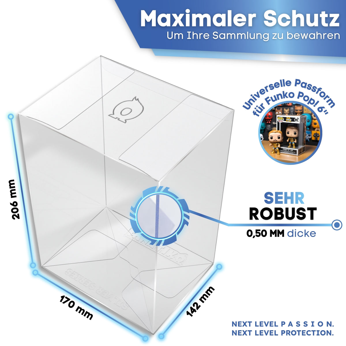 Funko Pop 6" Schutzhülle GOLD SERIES: 208 x 170 x 142 mm, 0,50 mm stark